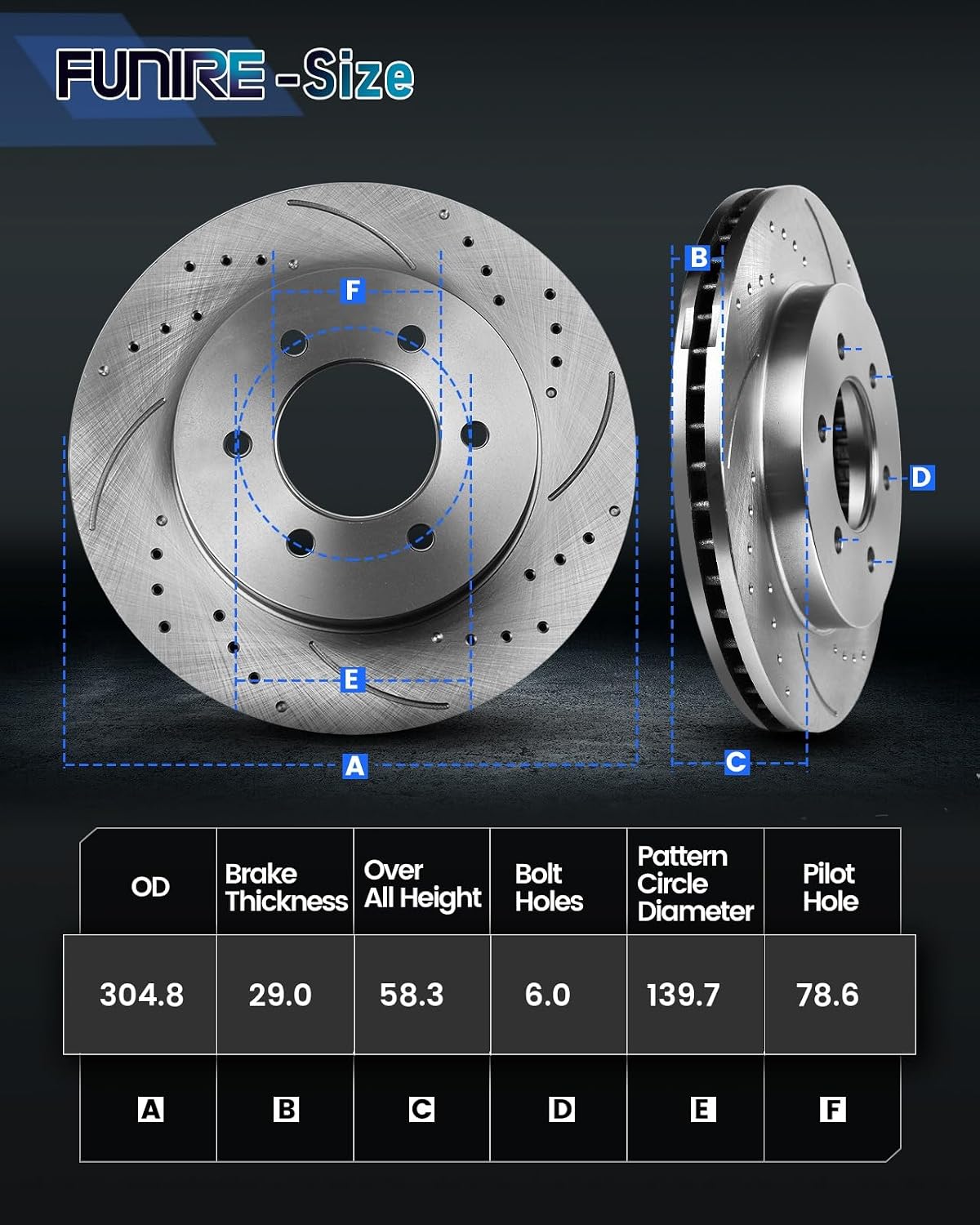 Front Brake Pads and Rotors Kit Compatible with 1999-2006 Chevy Silverado 1500, 2000-2006 Chevy Tahoe, 2000-2006 Chevy Suburban 1500, 305mm(12in)- 6 lugs configuration| Front Brake Rotors