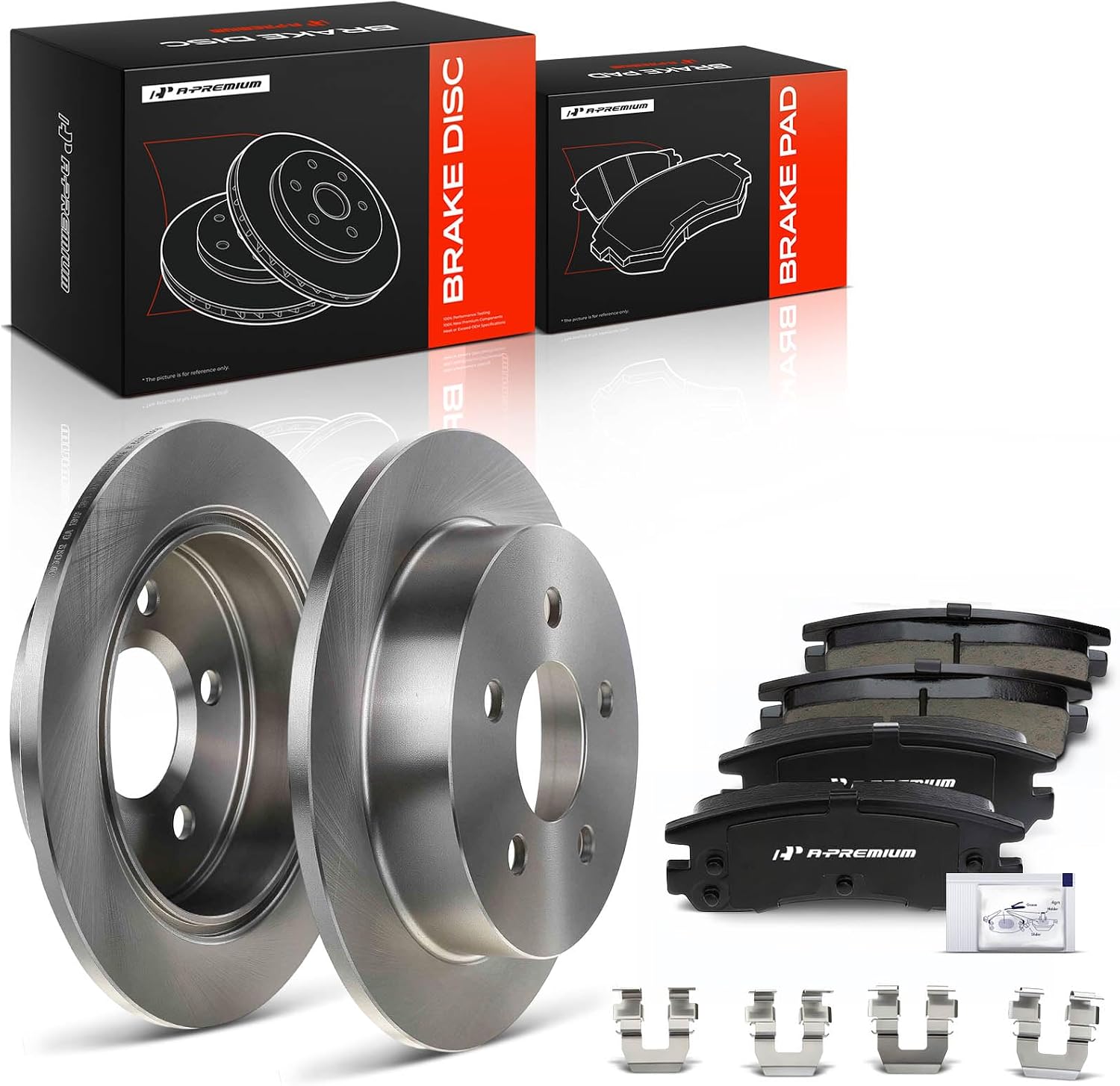 A-Premium 10.94 in (278mm) Rear Solid Disc Brake Rotors + Ceramic Pads kit Compatible with Select Buick, Chevy, Oldsmobile & Pontiac Models - Century, Impala, Monte Carlo, Venture, Grand Am, 6-PC Set