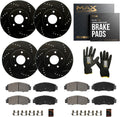 Max Advanced Brakes Front & Rear Brake Kit Compatible With 2011-2014 Nissan Murano Compatible With Infiniti QX70 Q70 Replacement Drilled Slotted Black Coated Disc Brake Rotors and Ceramic Brake Pads