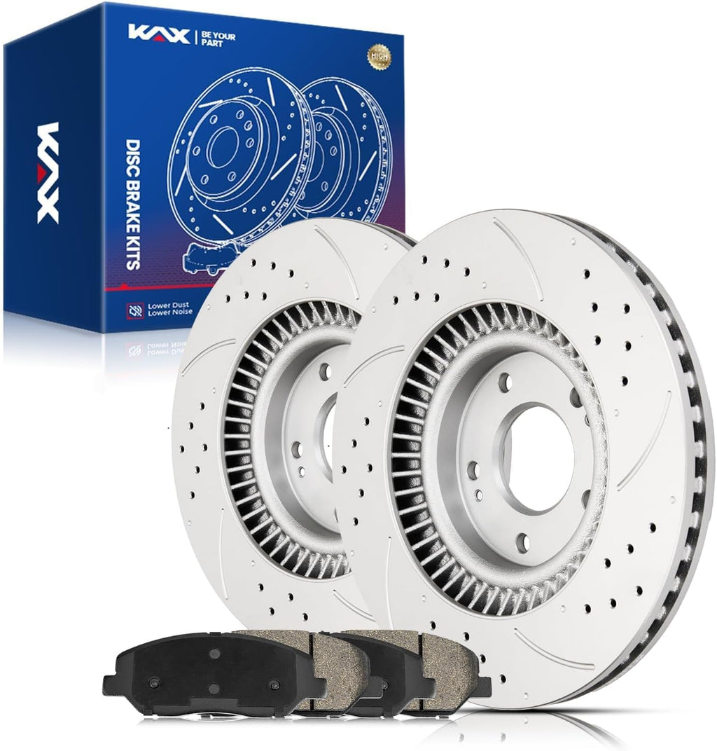 KAX Front Brake Kit for Hyundai Santa Fe 2013-2018, 12.6inch Brake Rotors Pads Kit, #31625+D1202 Front Brakes