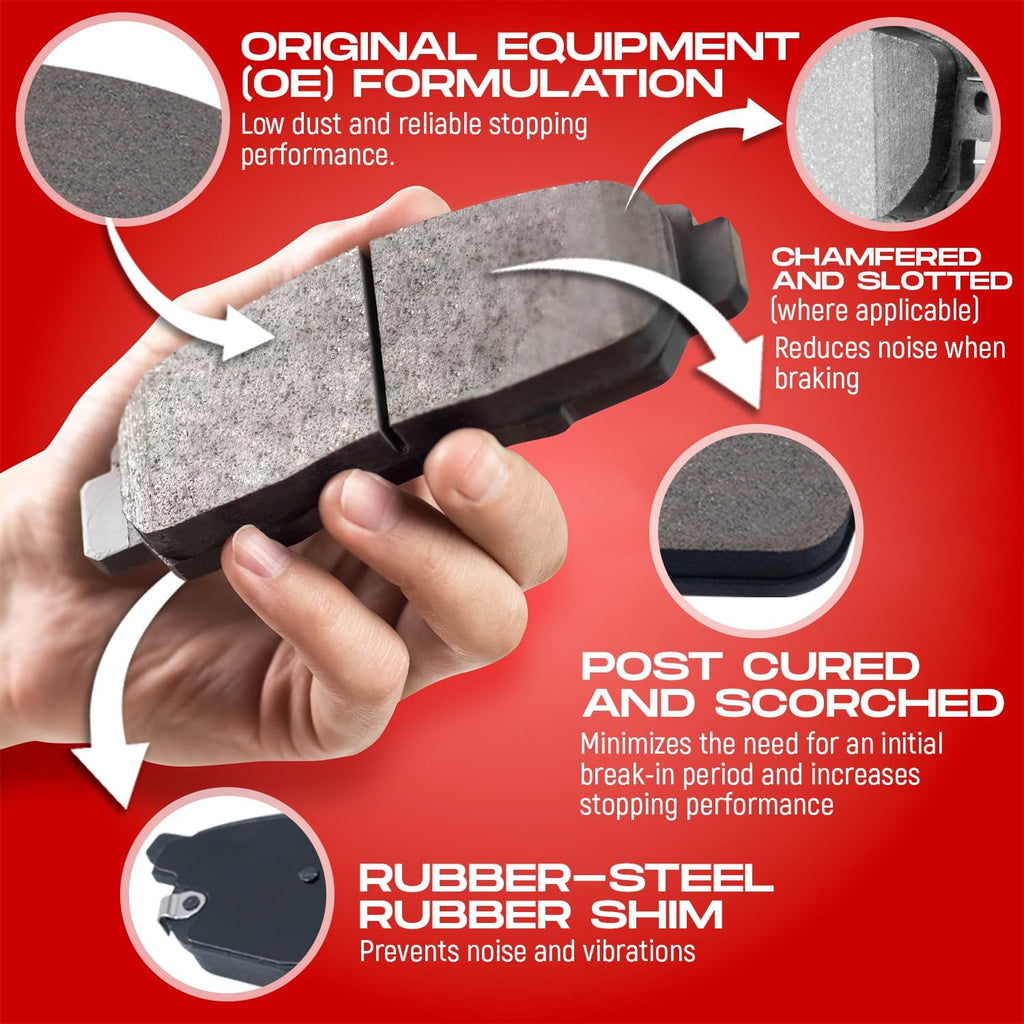 R1 Concepts Rear Brake Kit Fits 2005-2009 Land Rover LR3; 2010-2016 Land Rover LR4; 2006-2009 Land Rover Range Rover| Optimum Oep Pads, Blank Rotors| Hardware| 13.8' Rear