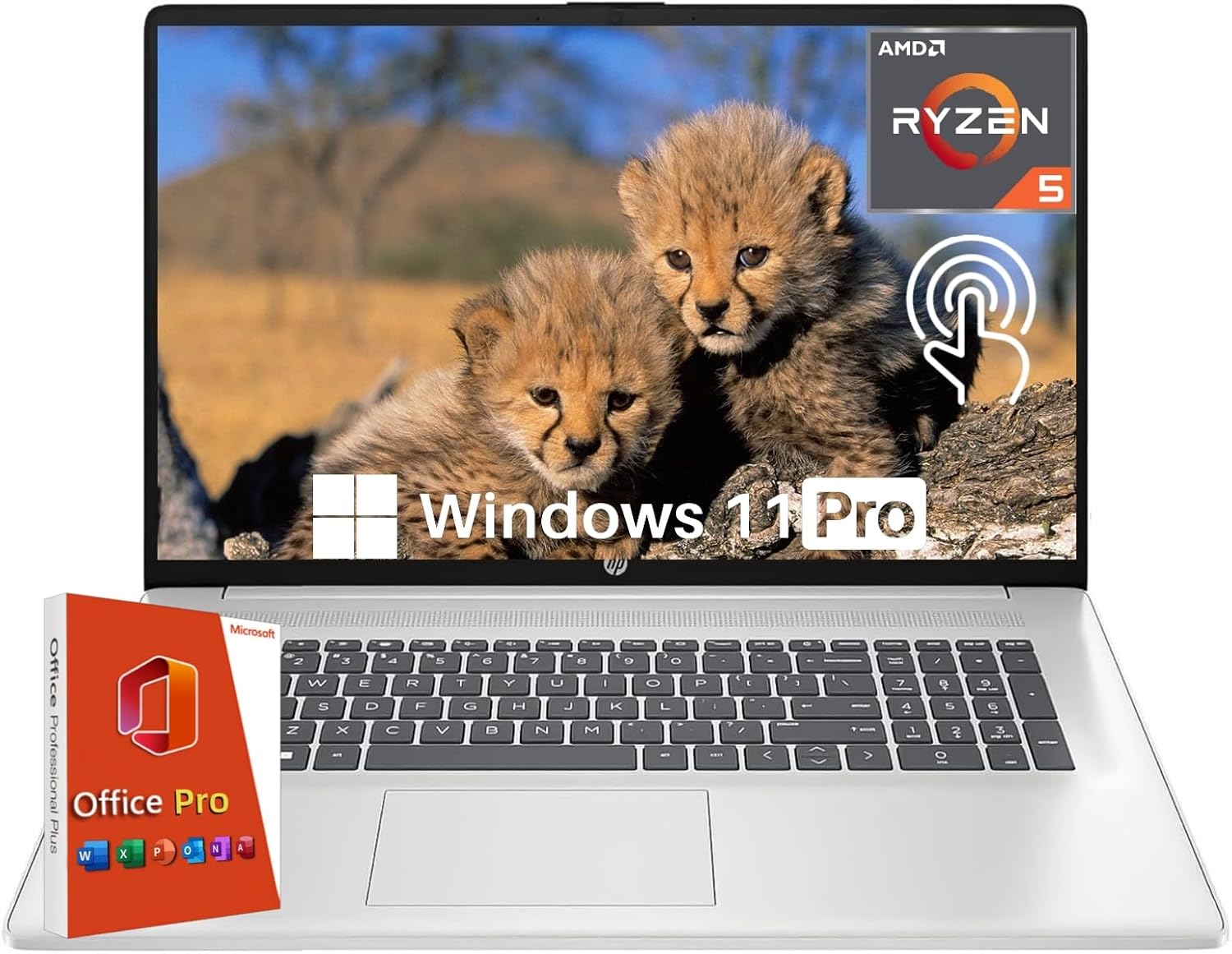 HP 17.3' Touchscreen Business Laptop, Office Pro Lifetime, AMD Ryzen 5 7530U(Up to 4.5GHz, Beat i7-1165G7), 17.3 HD+ Anti-Glare Touchscreen Display, 32 GB RAM, 1 TB SSD, Wi-Fi 6, Windows 11 Pro