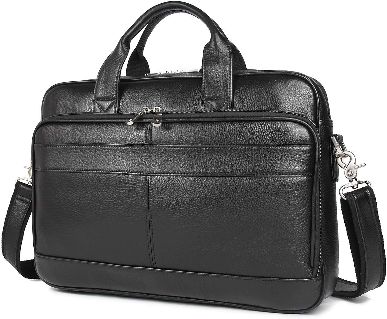 Augus Leather Messenger Bag for Men Vintage Travel Backpack 17 inch laptop Briefcase Shoulder Bags