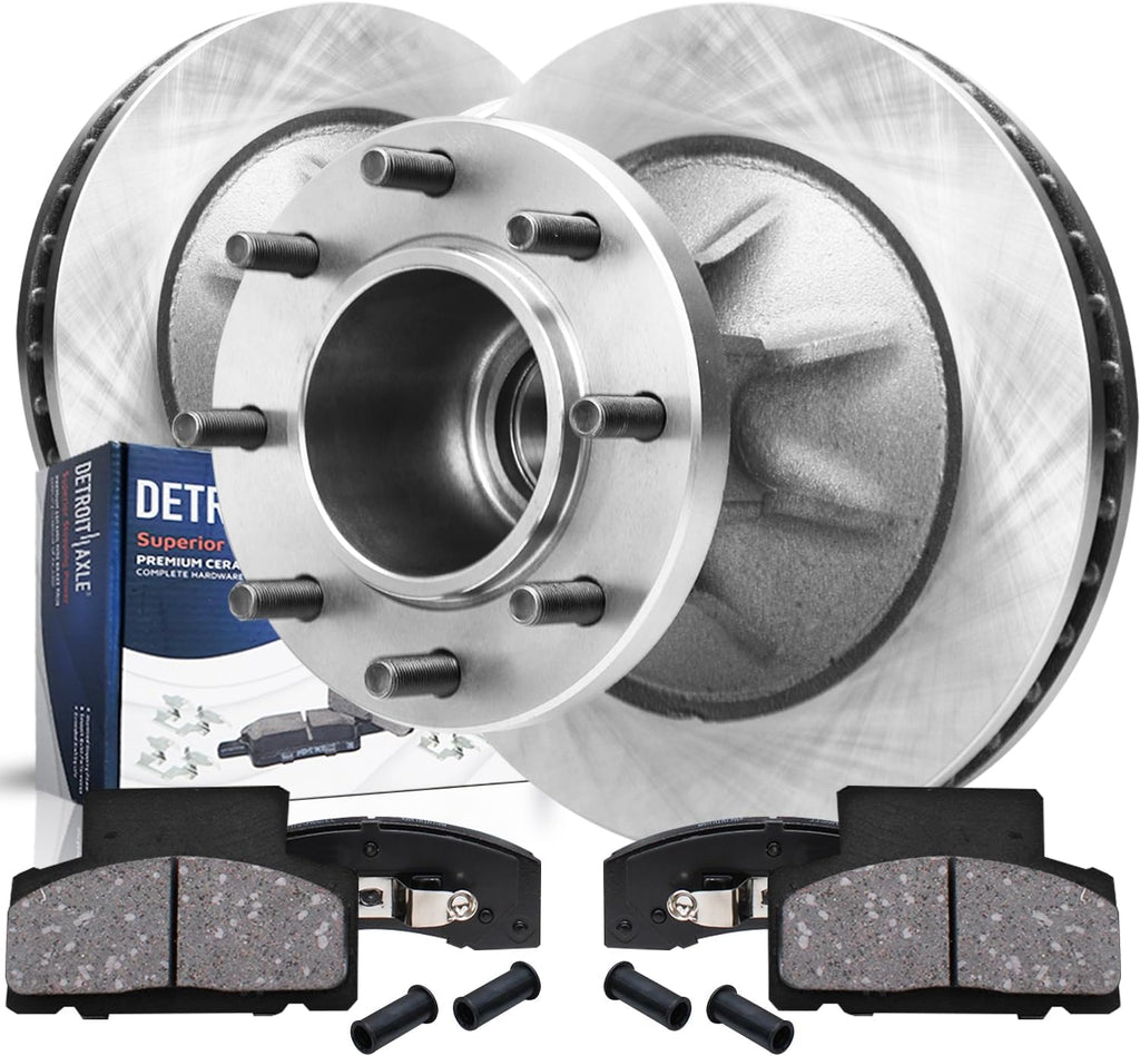 Detroit Axle - DRW Front Brake Kit for 1996-2002 Chevrolet GMC Express Savana 3500 C3500, Disc Brake Rotors Ceramic Brakes Pads 1997 1998 1999 2000 2001 Replacement : 12.52' inch Rotor