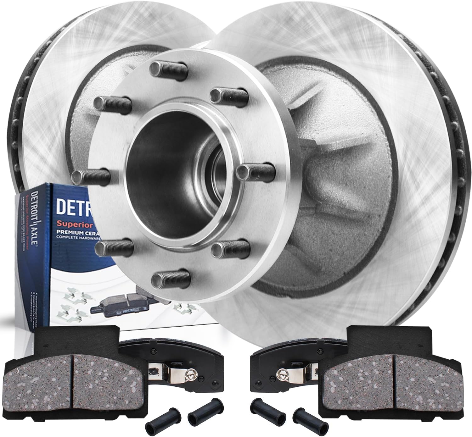 Detroit Axle - DRW Front Brake Kit for 1996-2002 Chevrolet GMC Express Savana 3500 C3500, Disc Brake Rotors Ceramic Brakes Pads 1997 1998 1999 2000 2001 Replacement : 12.52' inch Rotor