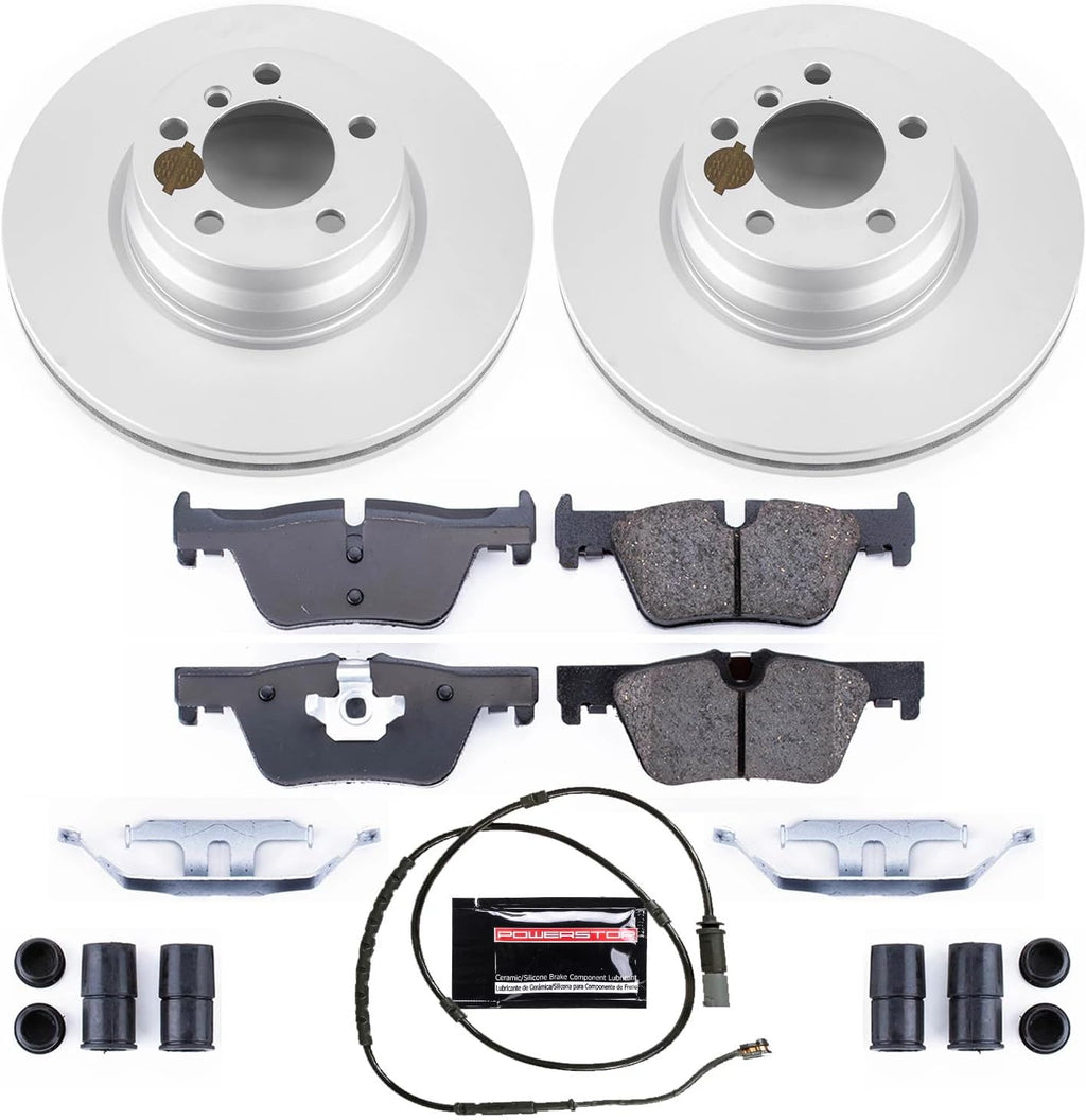 PowerStop Rear Brake Kit for BMW 320i xDrive 2013-18 |328d xDrive 2014-18 |328i 2016 |328i GT xDrive 2014-16 - Fully-Coated Disc Rotors with Z23 Carbon-Fiber Ceramic Brake Pads Upgrade, CRK6852