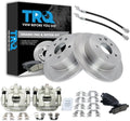 TRQ Rear Brake Pad and Rotor Set Ceramic Rotors Calipers Hoses Compatible with 2007-2012 Nissan Altima