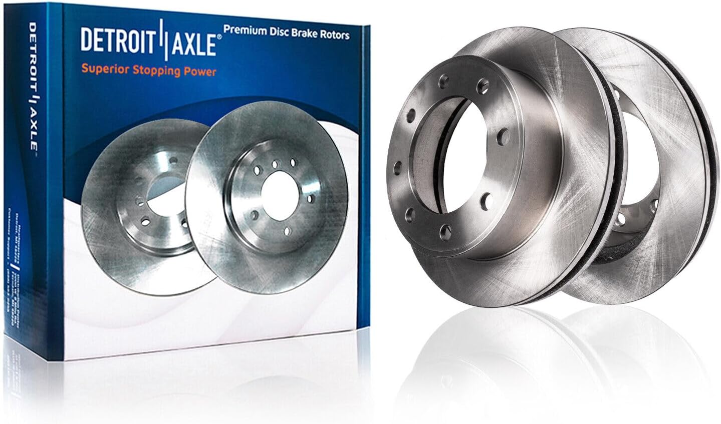 Detroit Axle - Front Brake Kit for Chevy GMC Silverado Sierra 1500 2500 3500 HD Avalanche Suburban Yukon XL 2500 Express Savana 2500 3500 Hummer H2 Cadillac DTS DeVille, Brake Rotors Pads Lug Nuts