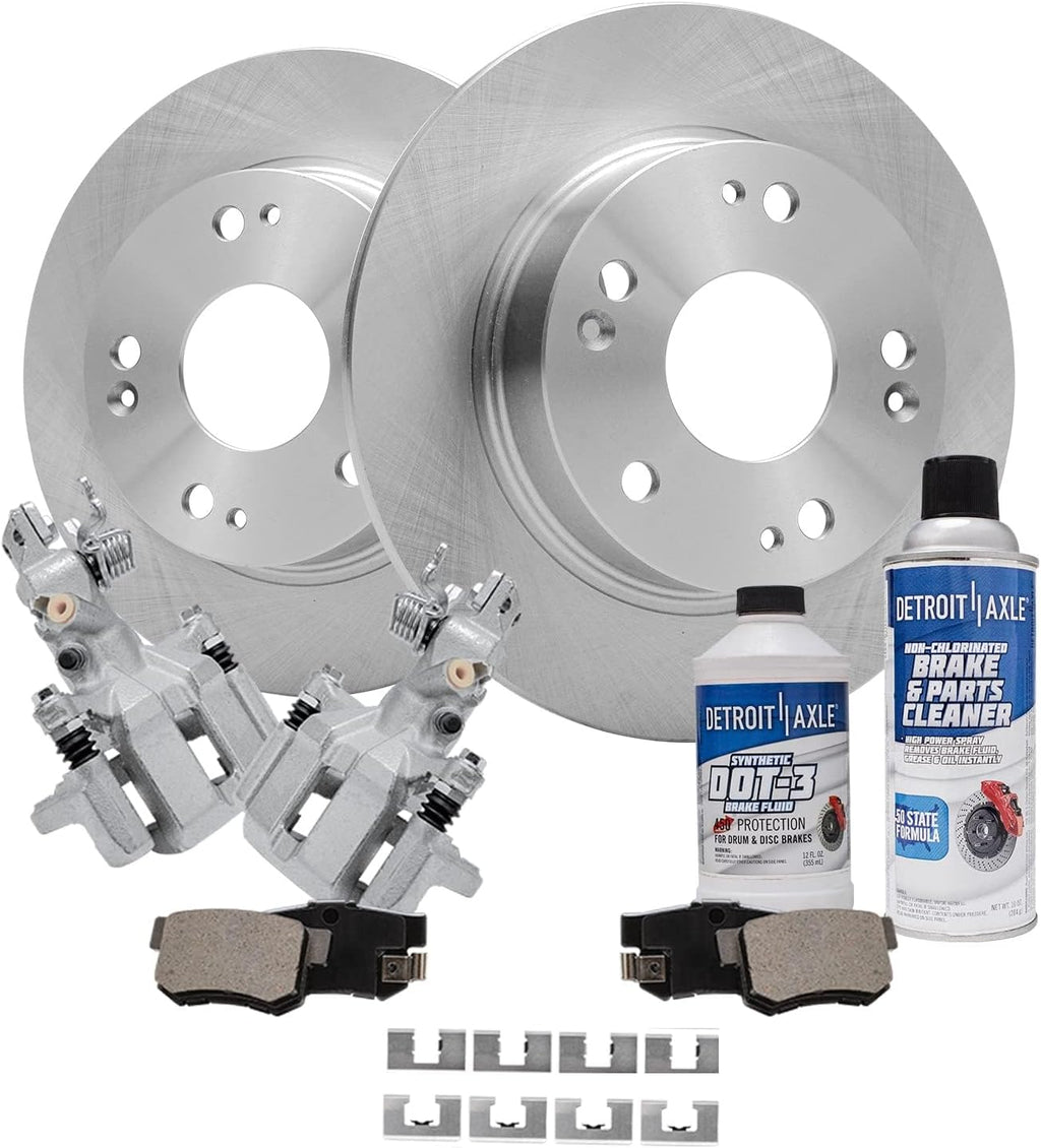Detroit Axle - Rear 8pc Brake Kit for 2004-2008 Acura TSX, 2003-2007 Honda Accord, 10.24'' inch Disc Brake Rotors Ceramic Brake Pads Brake Calipers Replacement