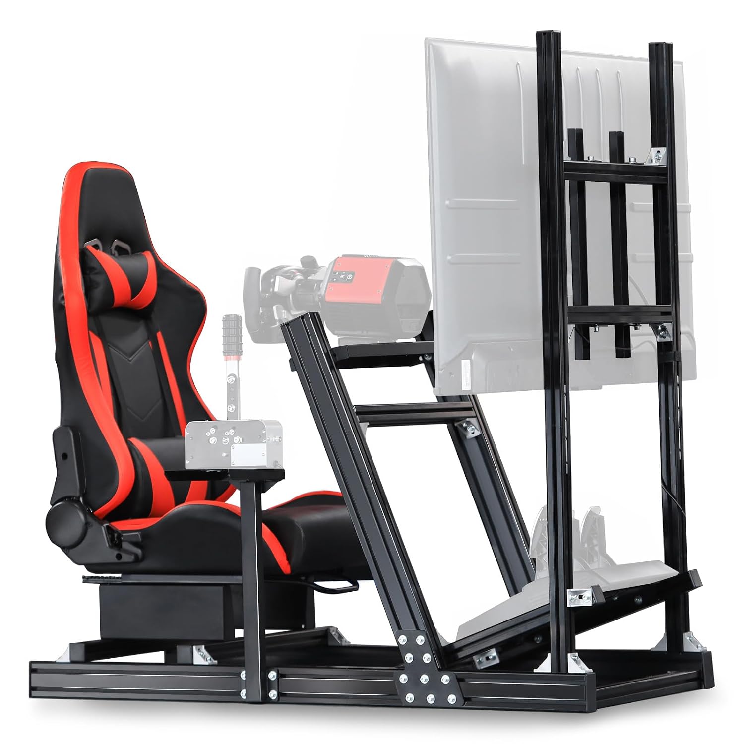Marada 8040 Aluminum Profile Racing Simulator Cockpit,Fit For Fanatec,for Thrustmaster, for Moza, for Logitech g29 g920, Sim Racing Cockpit with Monitor Mount and Seat, Excluding Electronic Devices