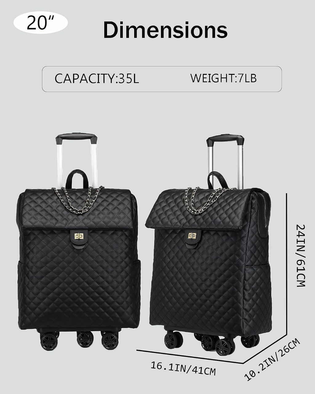 VH&GRED Leather Suitcase Travel luggage Net Red Trolley Suitcase Female Boarding Case Universal Wheel Light Luggage Fashion Travel Luggage (Carry-On 20-Inch-A)