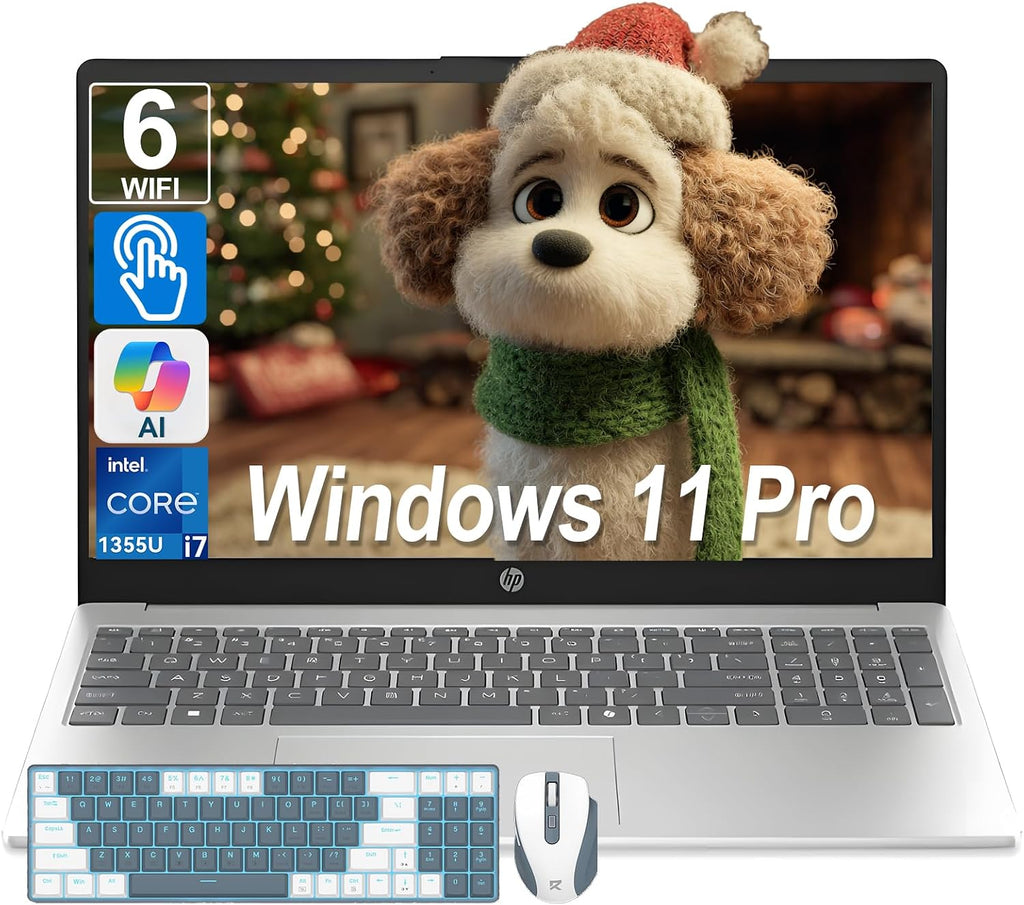 HP 15.6' Touchscreen Laptop for Business & Student, Intel Core i7-1355U(Up to 5.0GHz), 64GB RAM, 4TB SSD, IPS FHD Display, Windows 11 Pro, Copilot AI, w/Accessories