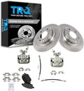 TRQ Rear Brake Pad and Rotor Set Ceramic Rotors Calipers Hoses Compatible with 2009-2012 Ford Fusion Lincoln MKZ 2009-2011 Mercury Milan