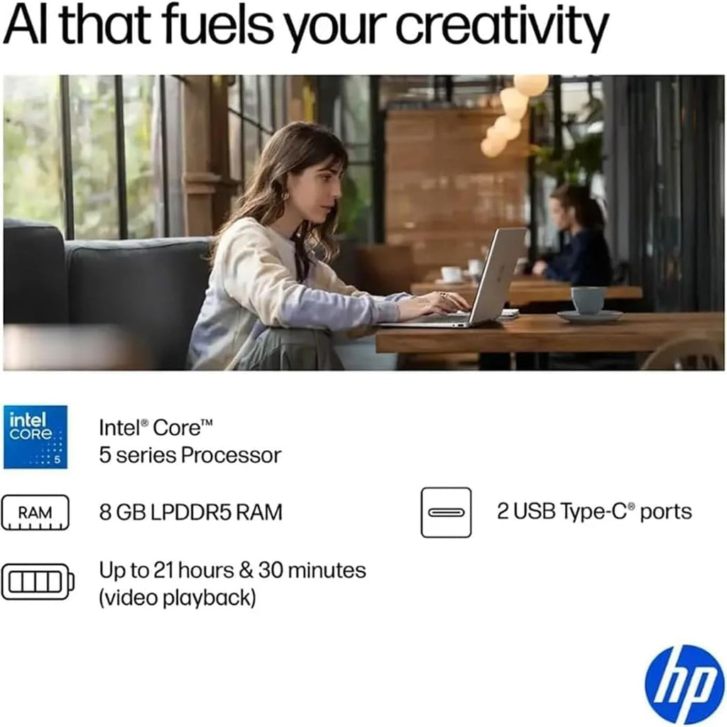 HP OmniBook 5 Flip 2-in-1 14' 2K Touchscreen Laptop, Intel 10-Core 7 150U, 16GB LPDDR5 RAM, 512GB SSD, Intel Graphics, Copilot, Backlit Keyboard, Wi-Fi 6E, Windows 11, Glacier Silver, EAT 16GB USB PEN