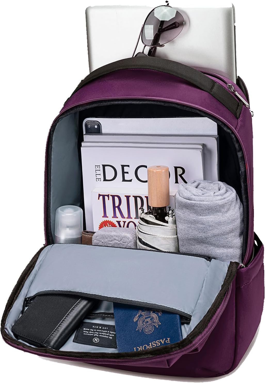 Lux & Nyx Origami Laptop Backpack for Work and Travel - Fits 16' MacBook Pro - Lightweight Business Bag - Men and Women (Wine)