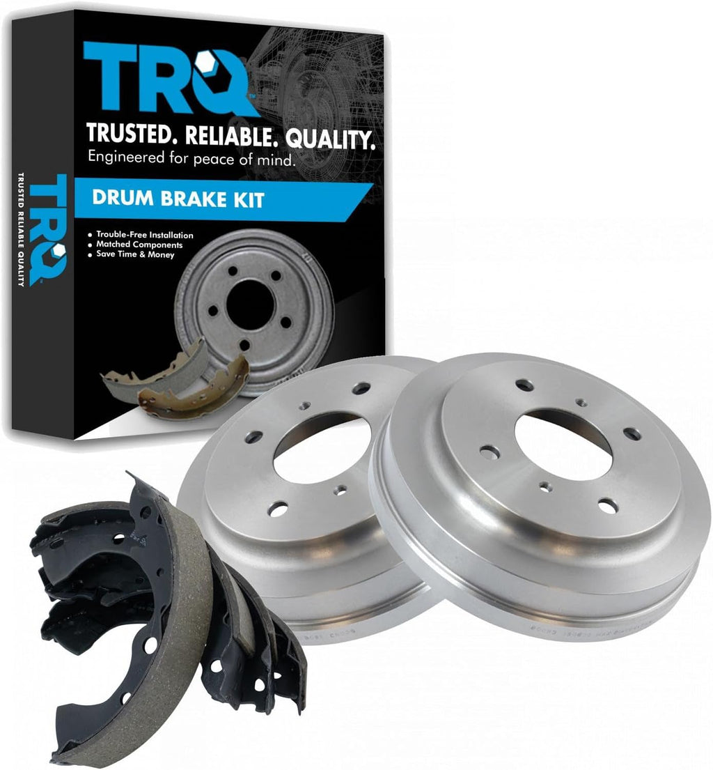 TRQ Brake Drums & Shoes Rear Kit Compatible with 01-06 Nissan Sentra