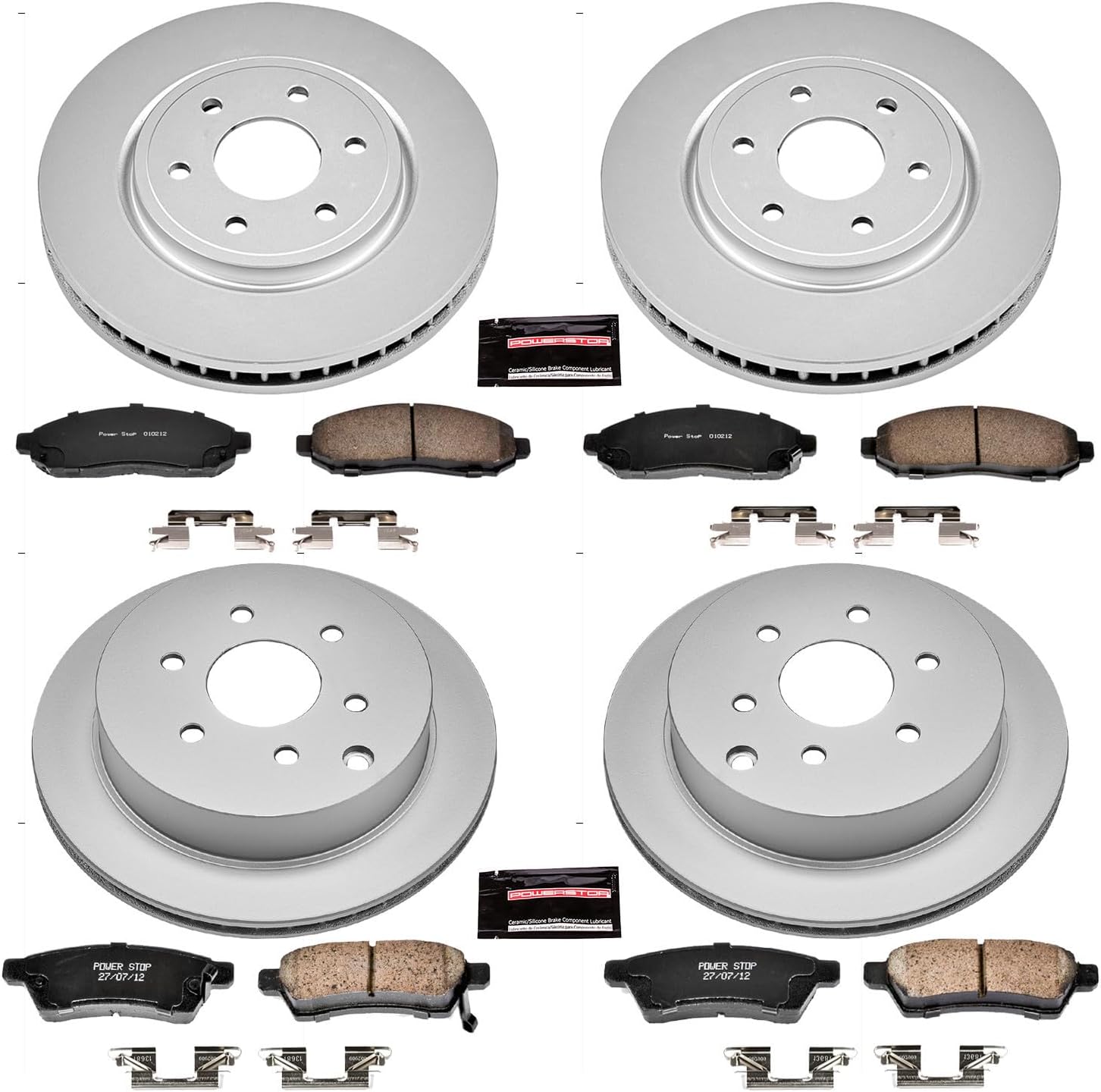 PowerStop Front and Rear Brake Kit for Nissan Frontier 2005-15 |Xterra 2005-15 |Suzuki Equator 2009-12 - Fully-Coated Disc Rotors with Z17 Ceramic Brake Pads Replacement, CRK4062
