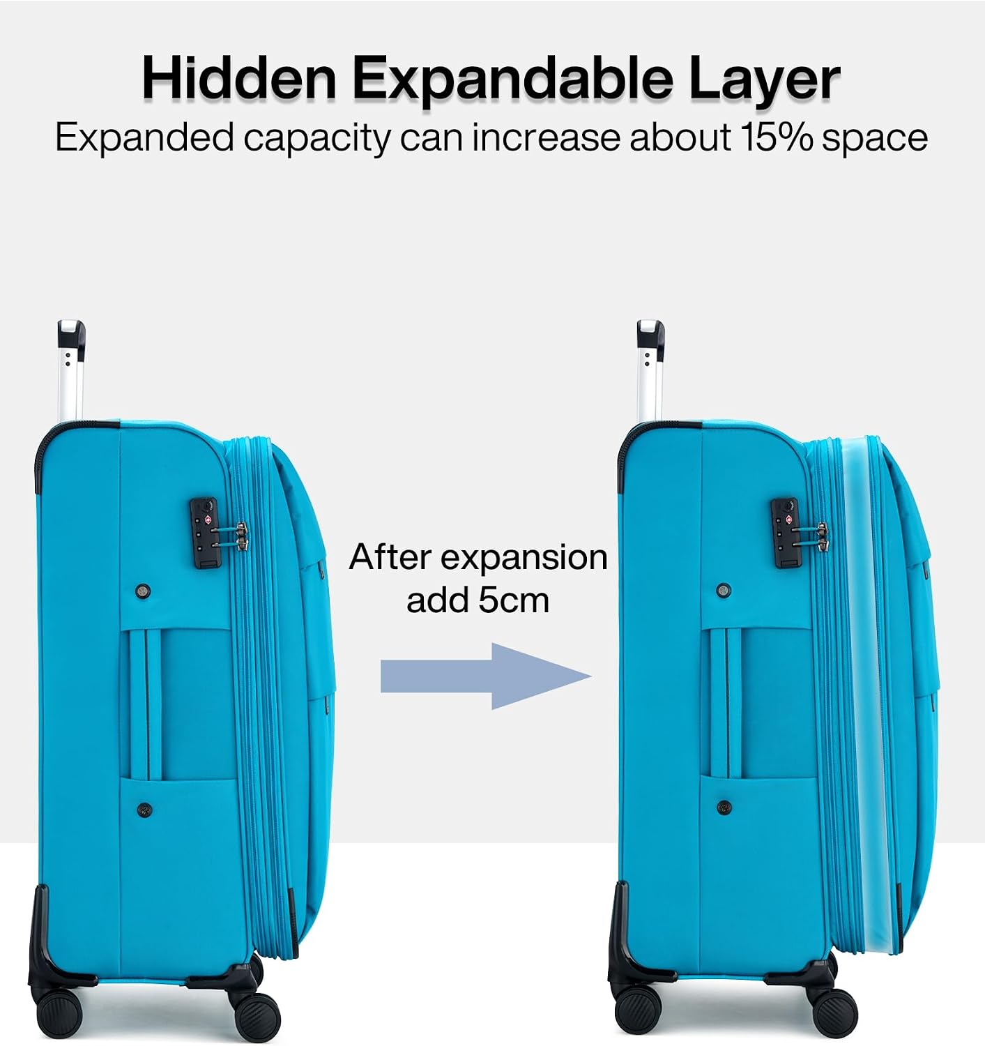 Hanke 24 Inch Expandable Luggage Large Suitcases with Wheels Softside Checked Luggage Rolling Suitcase with Lock Lightweight Travel Luggage for Men and Women 24 Inch Luggage.(Caribbean Blue)