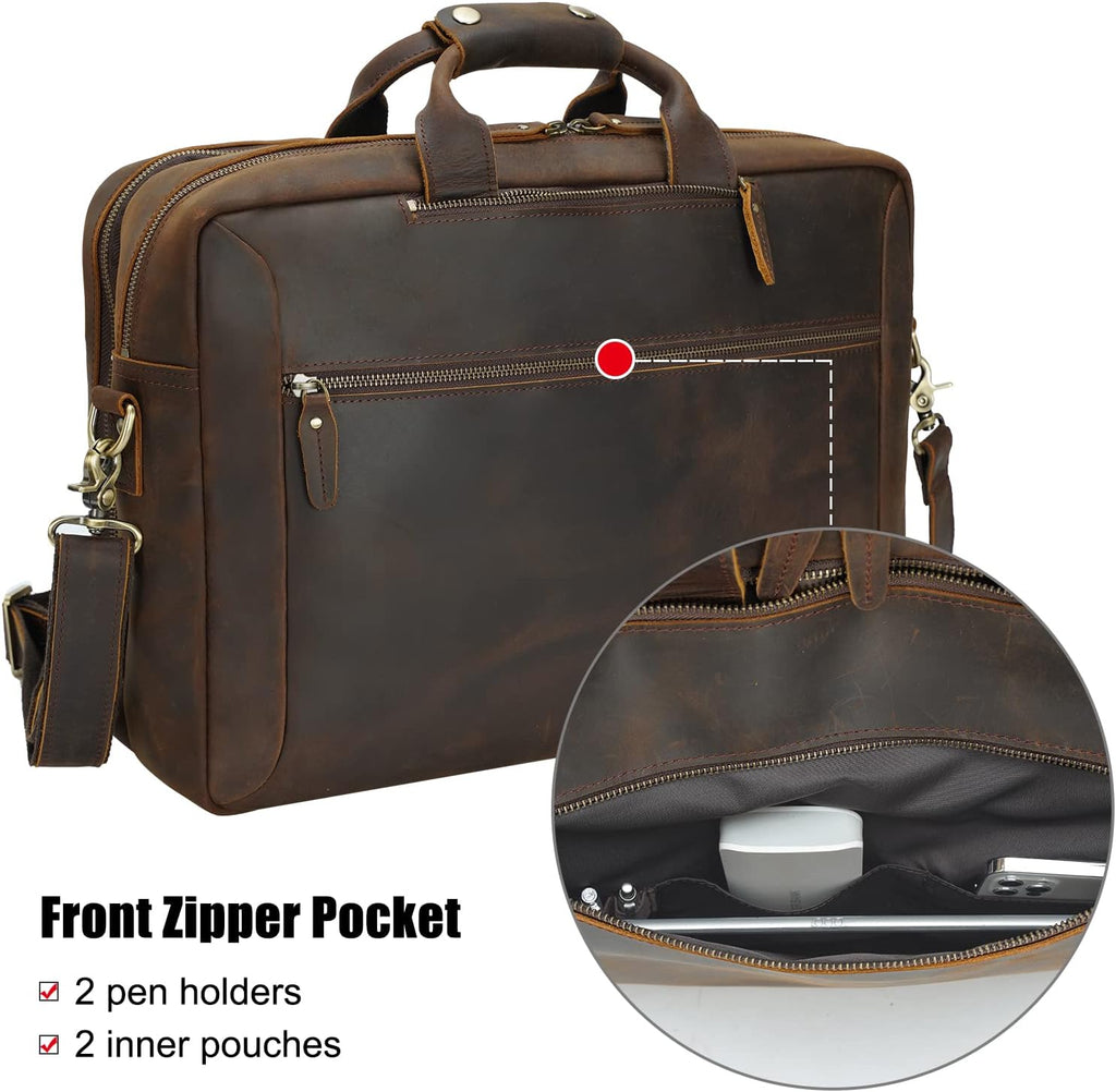 TIDING Leather Convertible Briefcase Backpack for Men, Large 15.6 Inch Laptop Messenger Bag Work Business Travel Crossbody Shoulder Bag