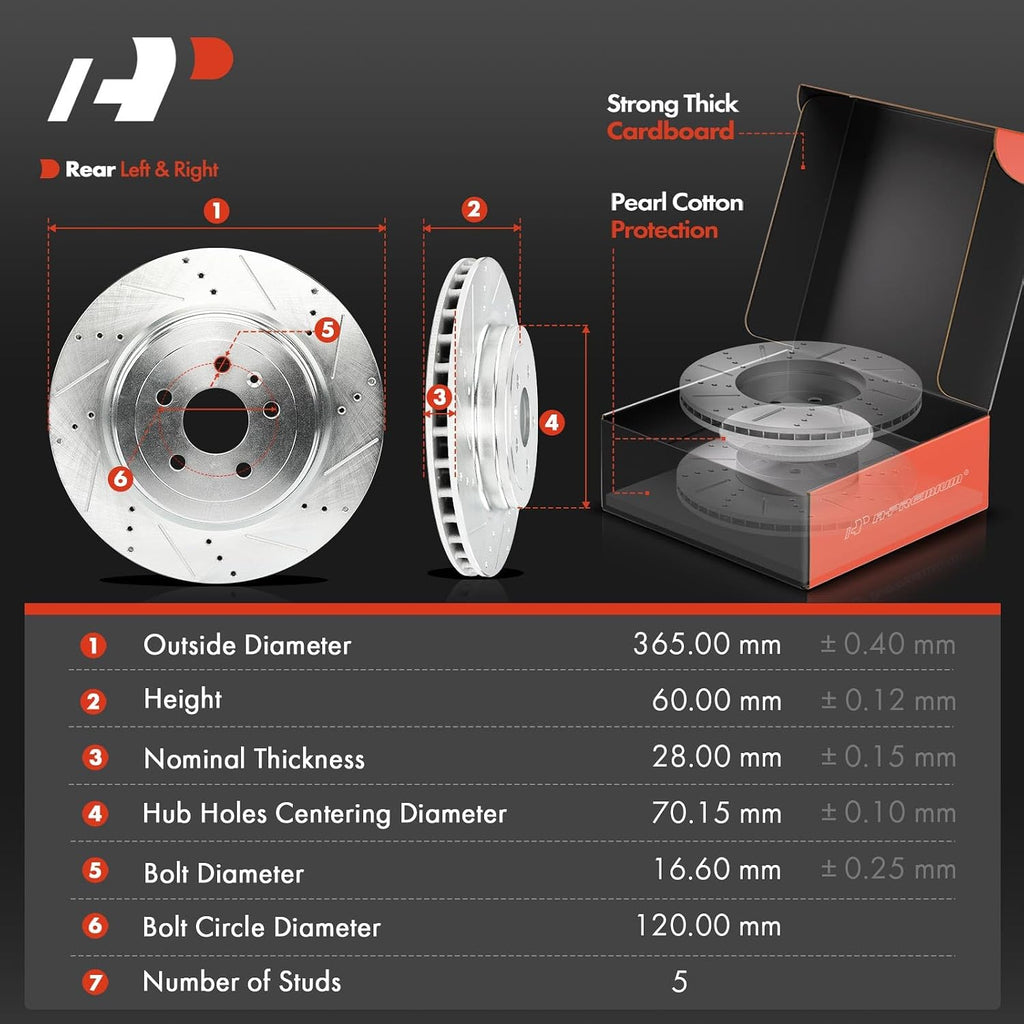 A-Premium Front and Rear Drilled and Slotted Disc Brake Rotors + Ceramic Pads Kit Compatible with Select Tesla Model - Model S 2013 2014 2015 2016, 12-PC Set