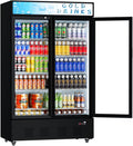 Commercial Glass Door Display Refrigerator 40 Cu.ft Cooler Commercial Display Beverage Refrigerators with LED Light and 10 Shelves for Cafe Restaurant Store Bar