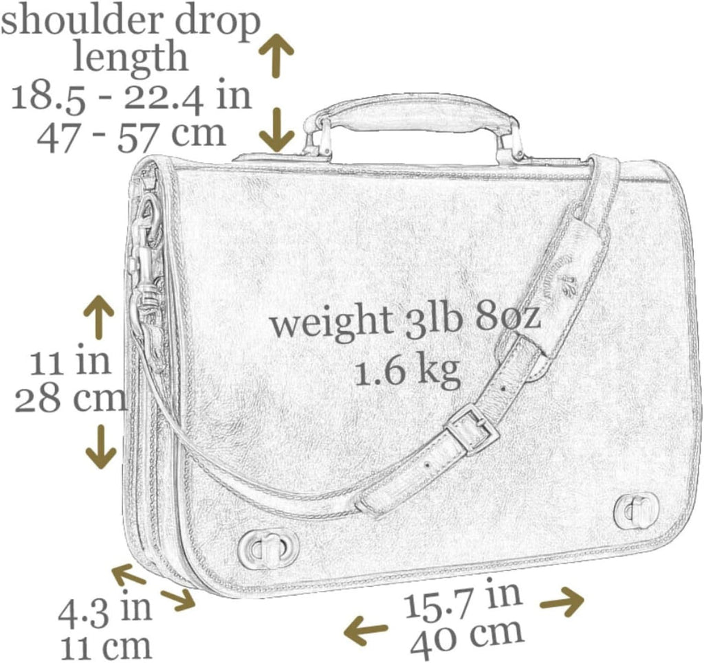 Time Resistance Leather Briefcase for Men - Italian Full Grain Leather Laptop Bag - Messenger Bag - Gift Box Included