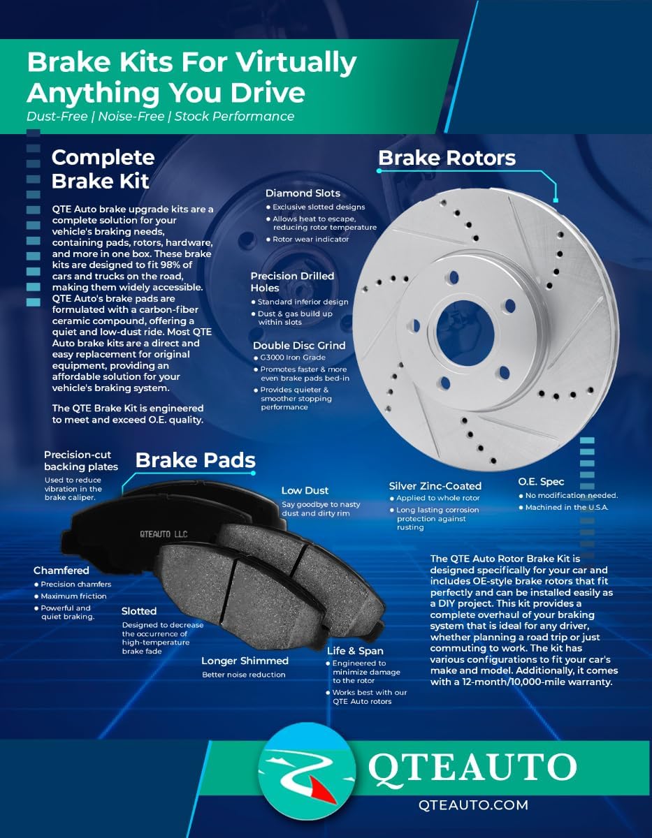 PM Auto Set of 6 Front 305mm Brake Disc Rotors-Ceramic Brake Pad Kit Replacement For 2002-2006 Chevrolet Avalanche 1500