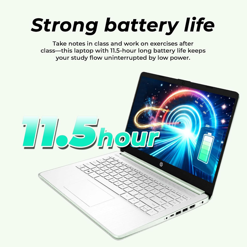 HP Willow Green Ultrabook Laptop with Copilot AI • 2026 Edition • Latest Intel 4-Core N150 CPU • 4GB RAM • 128GB SSD + 1TB Cloud Storage • Microsoft 365 • Windows 11 • Portable Student Laptop