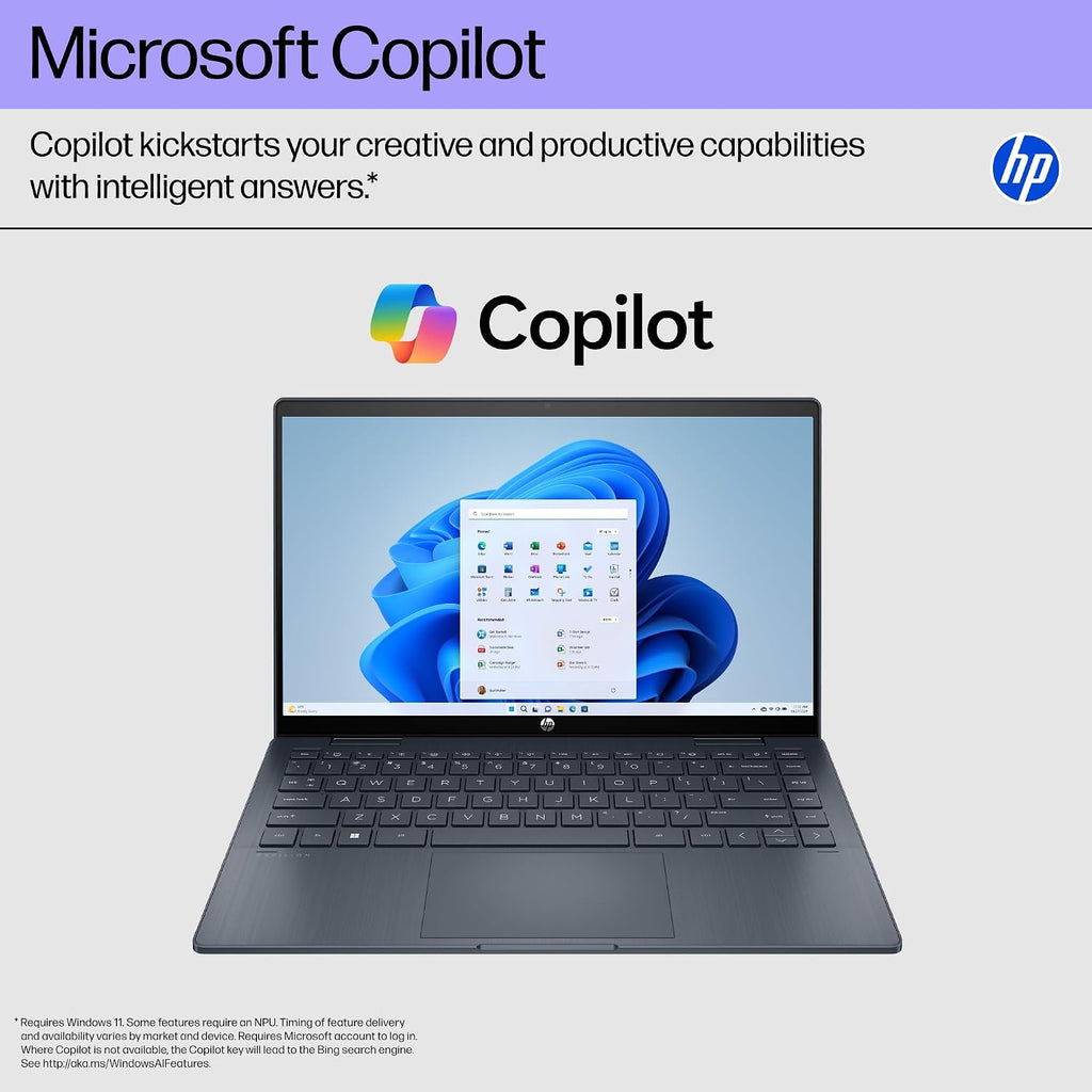 HP Pavilion x360 14 inch 2-in-1 Laptop PC, FHD Touchscreen Display, Intel Core 3 100U, 8 GB RAM, 256 GB SSD, Intel Graphics, Windows 11 Home, Space Blue, 14-ek2000nr