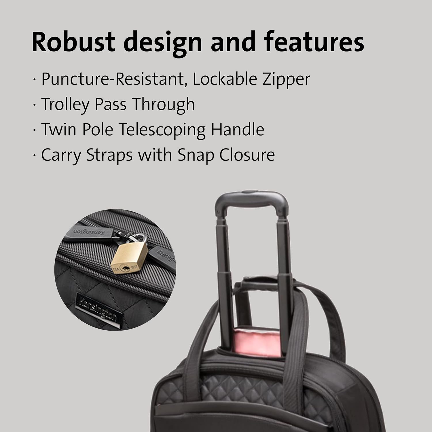Kensington Contour 2.0 Laptop Rolling Bag, Briefcase, Laptop Spinner, Laptop Roller Bag wheeled,15.6', Water Resistant, Black (K60380WW)