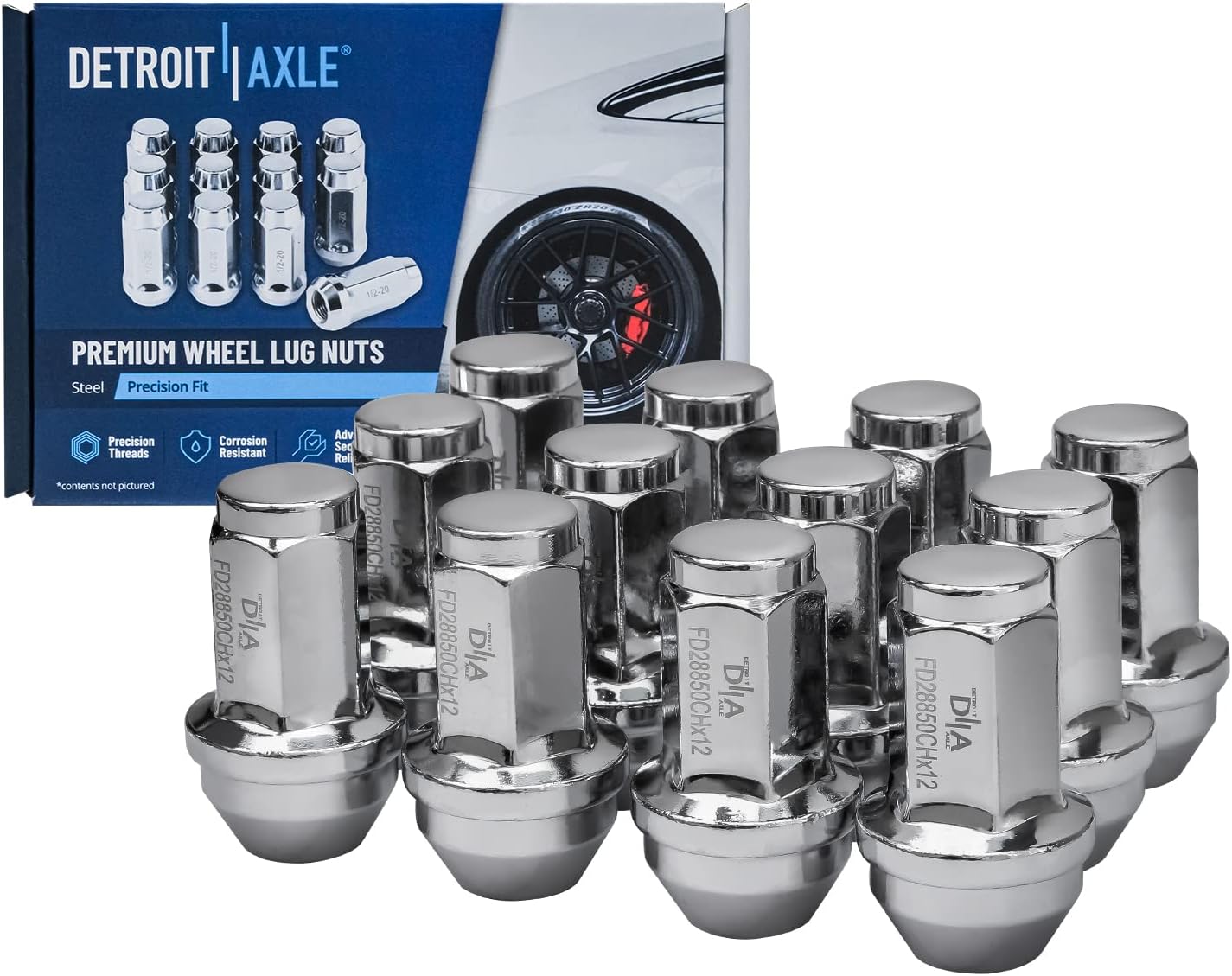 Detroit Axle - 4WD Front Brake Kit for Ford F-150 Lincoln Mark LT [6 Lug] Disc Brake Rotors Ceramic Brakes Pads 12pc Wheel Lug Nuts 2004 2005 2006 2007 2008 Replacement