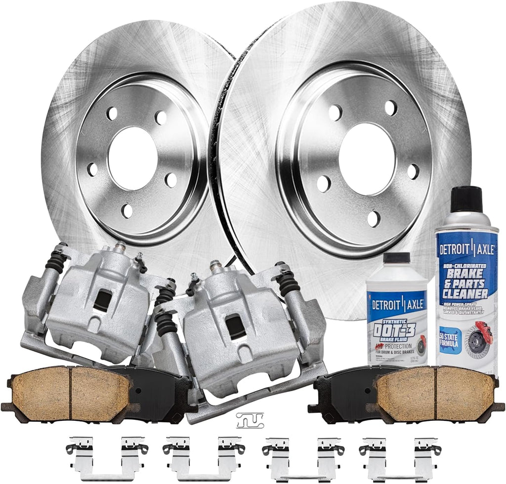 Detroit Axle - 12.56 inch (319mm) Front Disc Brake Rotors Calipers Ceramic Pads Replacement for Lexus RX330 RX400h RX350 Toyota Highlander - 8pc Set
