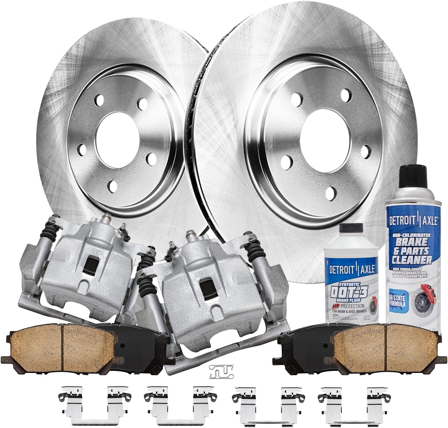 Detroit Axle - 12.56 inch (319mm) Front Disc Brake Rotors Calipers Ceramic Pads Replacement for Lexus RX330 RX400h RX350 Toyota Highlander - 8pc Set