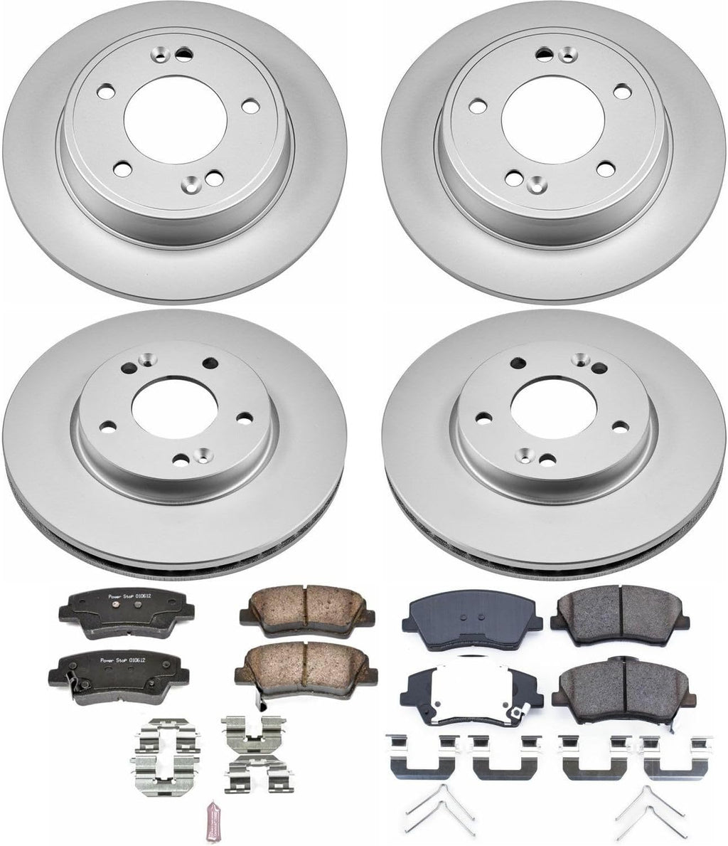 PowerStop Front and Rear Brake Kit for Hyundai Elantra 2017-20 - Fully-Coated Disc Rotors with Z17 Ceramic Brake Pads Replacement, CRK7385