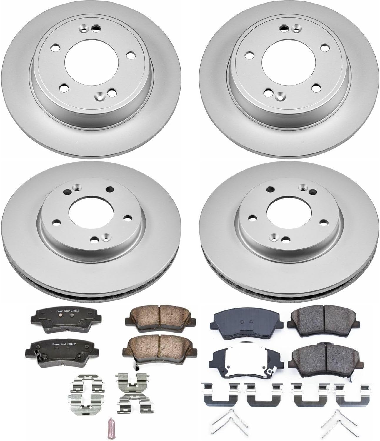 PowerStop Front and Rear Brake Kit for Hyundai Elantra 2017-20 - Fully-Coated Disc Rotors with Z17 Ceramic Brake Pads Replacement, CRK7385