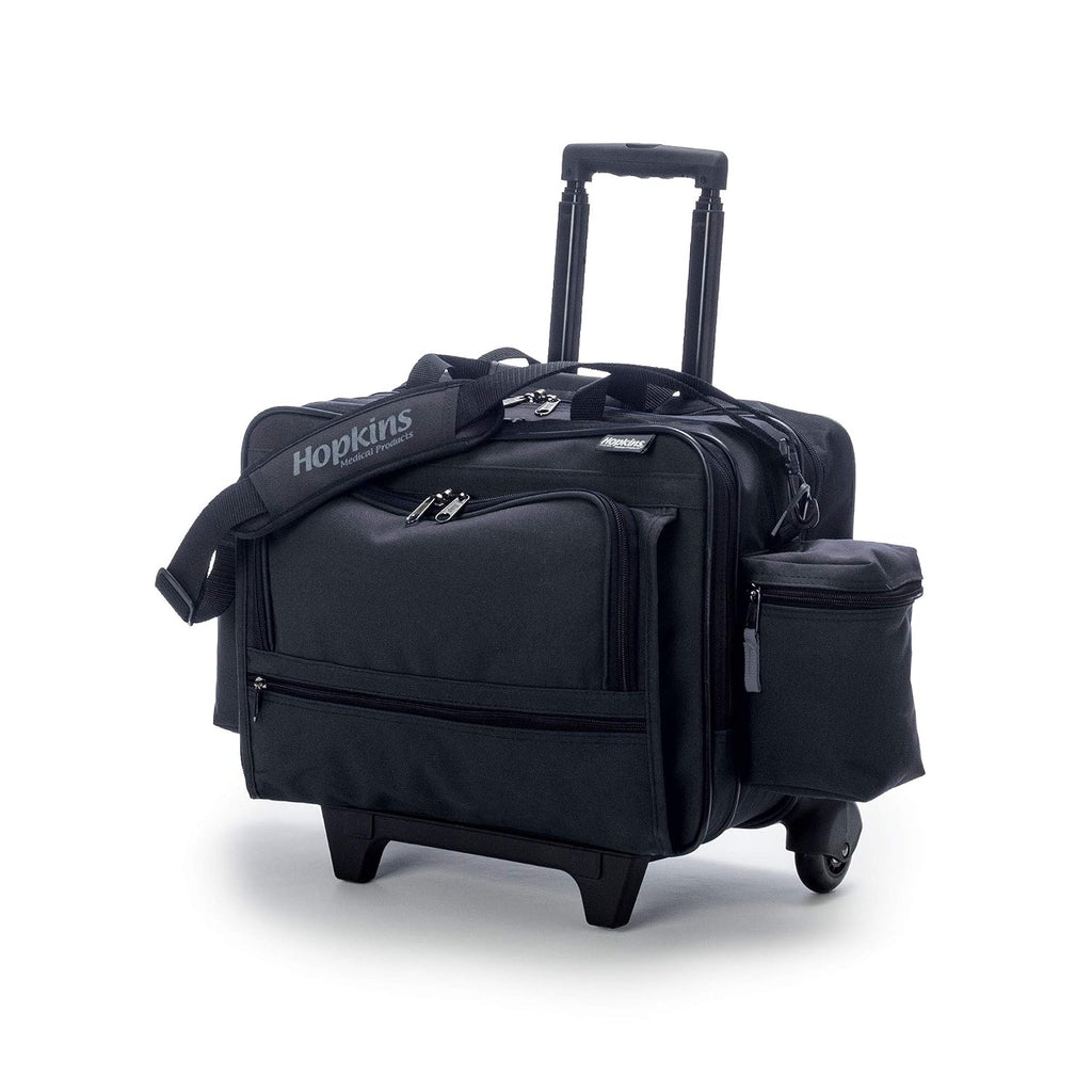 Hopkins Medical Products Rolling Med Bag with EZ-View: Waterproof, Ultimate Mobility for Healthcare Pros, 39.5' Handle, 16' x 3' x 12', Black