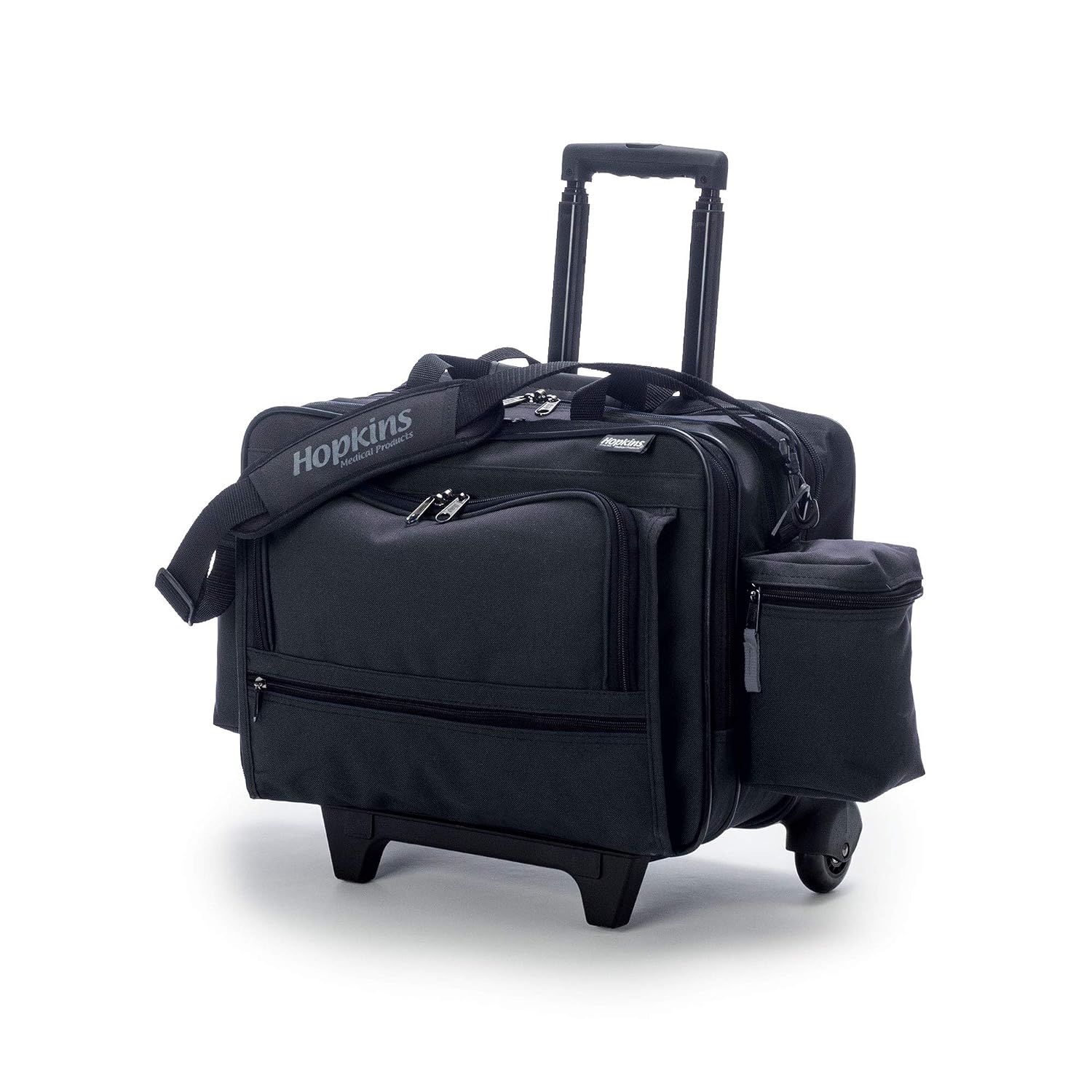 Hopkins Medical Products Rolling Med Bag with EZ-View: Waterproof, Ultimate Mobility for Healthcare Pros, 39.5' Handle, 16' x 3' x 12', Black