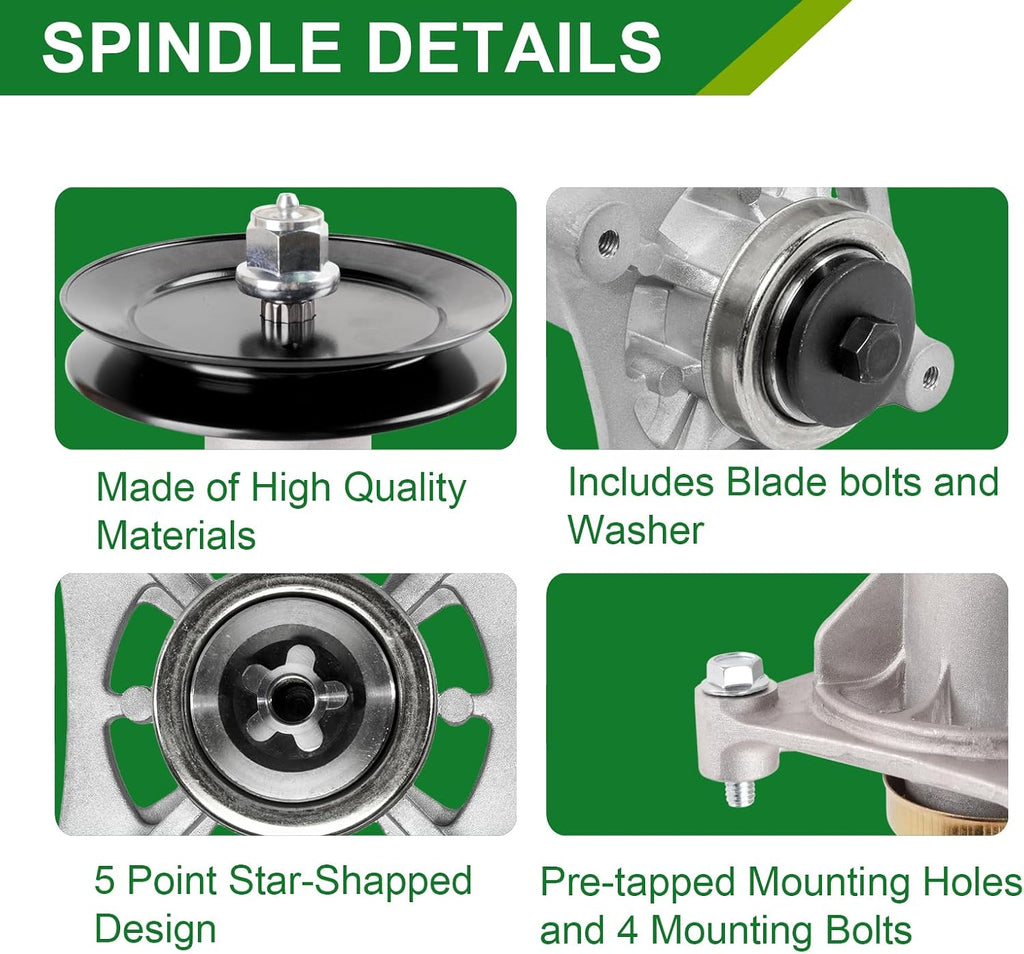 54 Inch Mower Deck Rebuild Kits - Fits Husqvarna LGT24K54 LGT2554 LGT2654 YTH2454 Poulan Pro PB22H54BF with 54' Deck 3 Spindles (187292) 3 Blades (187254/187256) 3 Pulley (153535) 1 Belt (21546382)