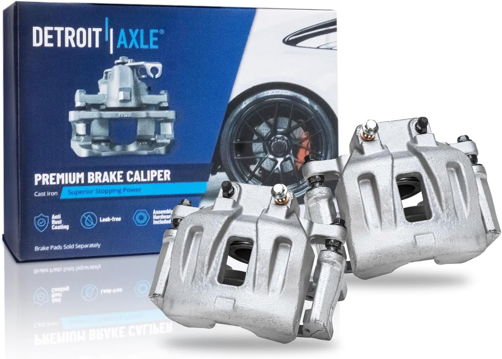 Detroit Axle - 2pc Front Brake Calipers for Dodge Challenger Charger Magnum Chrysler 300 Disc Brake Calipers with Brackets Replacement Brake Calipers Assembly