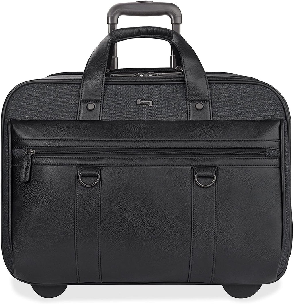 Solo New York Rolling Case with Wheels - Roller Laptop Bag, Wheeled Briefcase for Women & Men, Carry On Size for Travel, Fits 17.3' Computer - MacDougal, Black