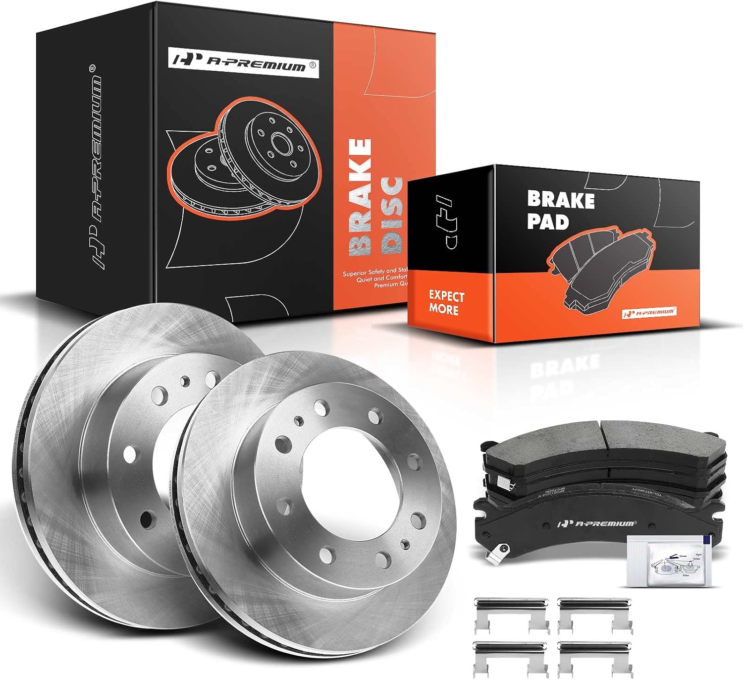 A-Premium 12.78 inch (324.6mm) Front Vented Disc Brake Rotors + Ceramic Pads Kit Compatible with Select Chevy, GMC, Cadillac and Hummer Models - Silverado, Suburban, Express, Avalanche, Sierra, Yukon