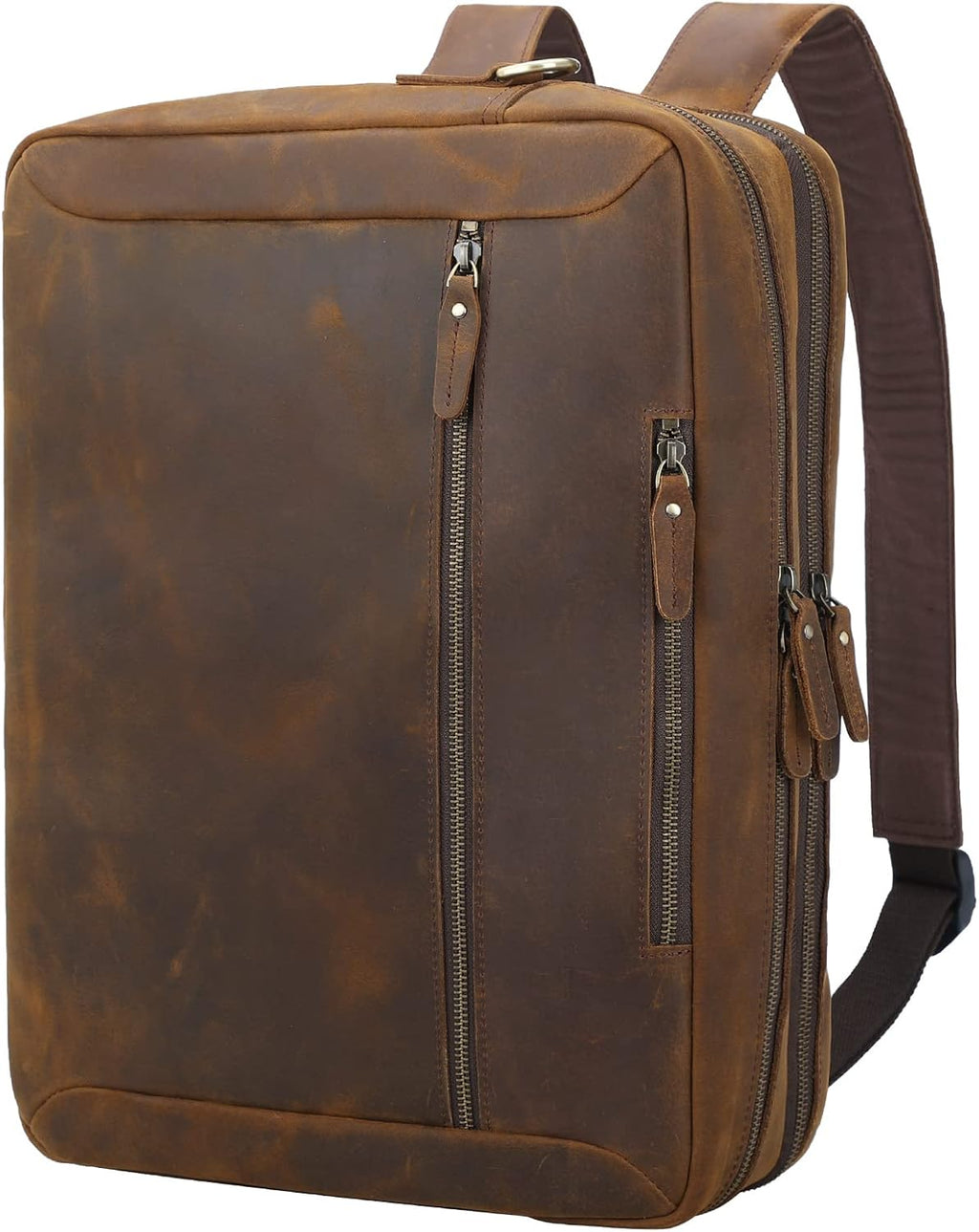 TIDING Leather 15.6' Laptop Backpack Convertible Business Briefcase Crossbody Shoulder Messenger Bag, Brown