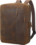 TIDING Leather 15.6' Laptop Backpack Convertible Business Briefcase Crossbody Shoulder Messenger Bag, Brown
