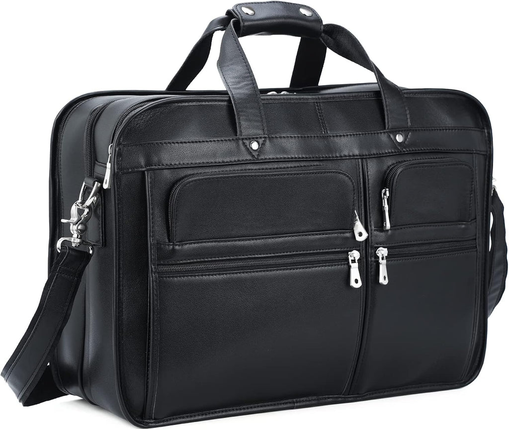 Polare 18.5' Full Grain Leather Laptop Briefcase Messenger Bag Tote For Men Large Fits 17.3' Laptop
