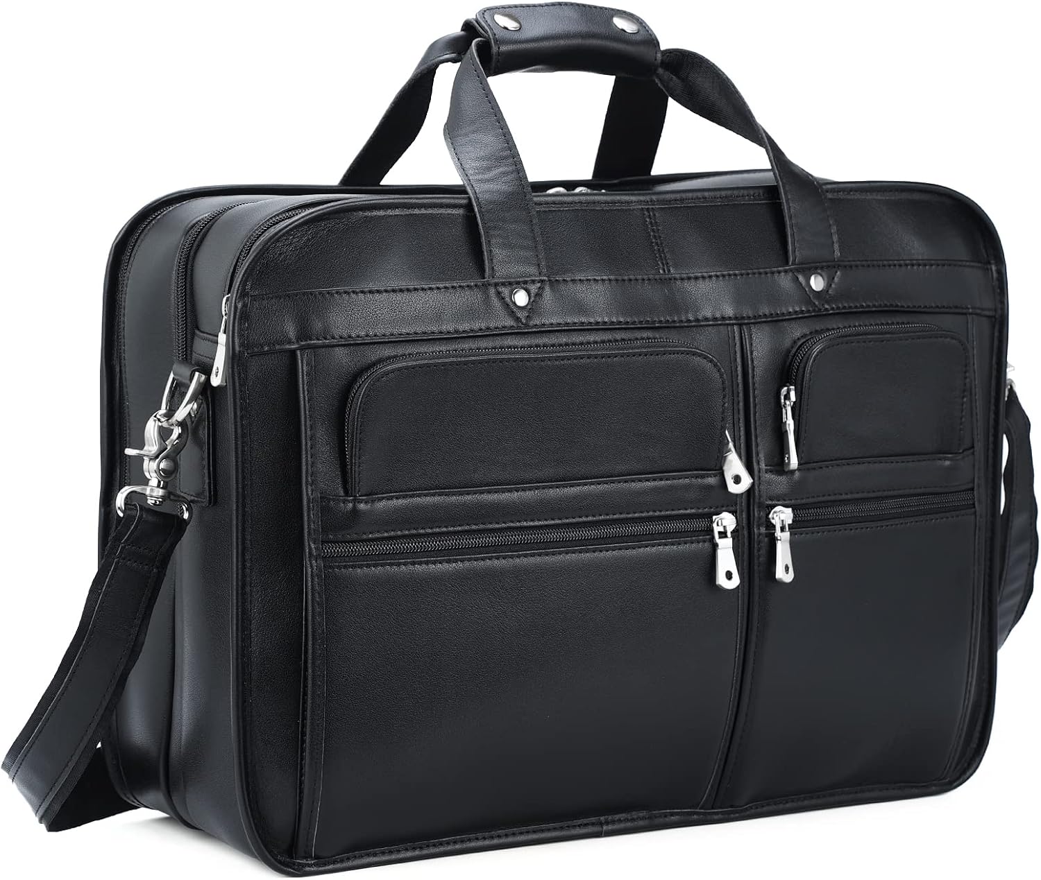 Polare 18.5' Full Grain Leather Laptop Briefcase Messenger Bag Tote For Men Large Fits 17.3' Laptop