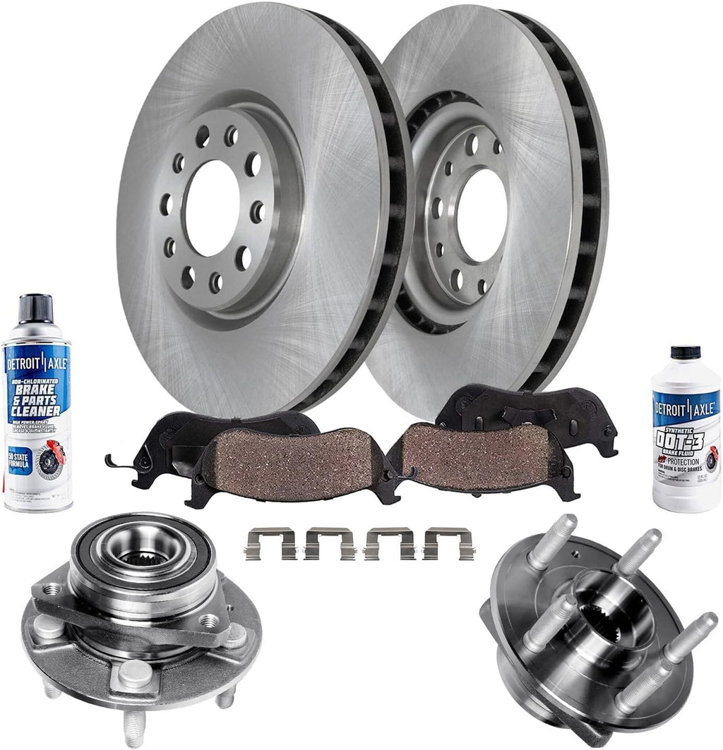 Detroit Axle - Front Brake Kit for Buick LaCrosse Regal Sportback TourX Chevrolet Malibu, Disc Brake Rotors Ceramic Brake Pads w/Hardware Wheel Bearing Hubs Replacement