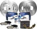 Detroit Axle - Brake Kit for Jeep Patriot Compass Dodge Avenger Chrysler Sebring Front Drilled and Slotted Disc Brake Rotors Ceramic Brakes Pads, Rear Brake Shoes Brake Drums Replacement: 11.57' inch