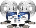 Detroit Axle - Brake Kit for 2013-2019 Cadillac ATS, Drilled and Slotted Disc Brake Rotors Ceramic Brakes Pads Replacement: 11.81' inch Front 12.40' inch Rear Rotors