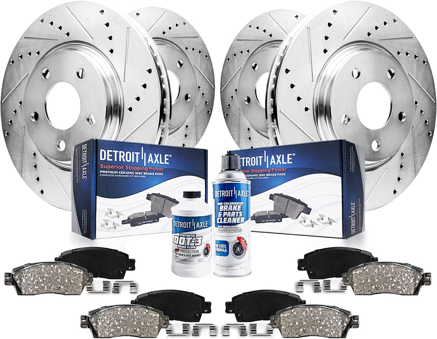 Detroit Axle - 2.5L Brake Kit for 2015 Legacy, Drilled and Slotted Disc Brake Rotors Replacement Ceramic Brakes Pads with Hardware : 11.54' inch Front and 11.81' inch Rear Rotor