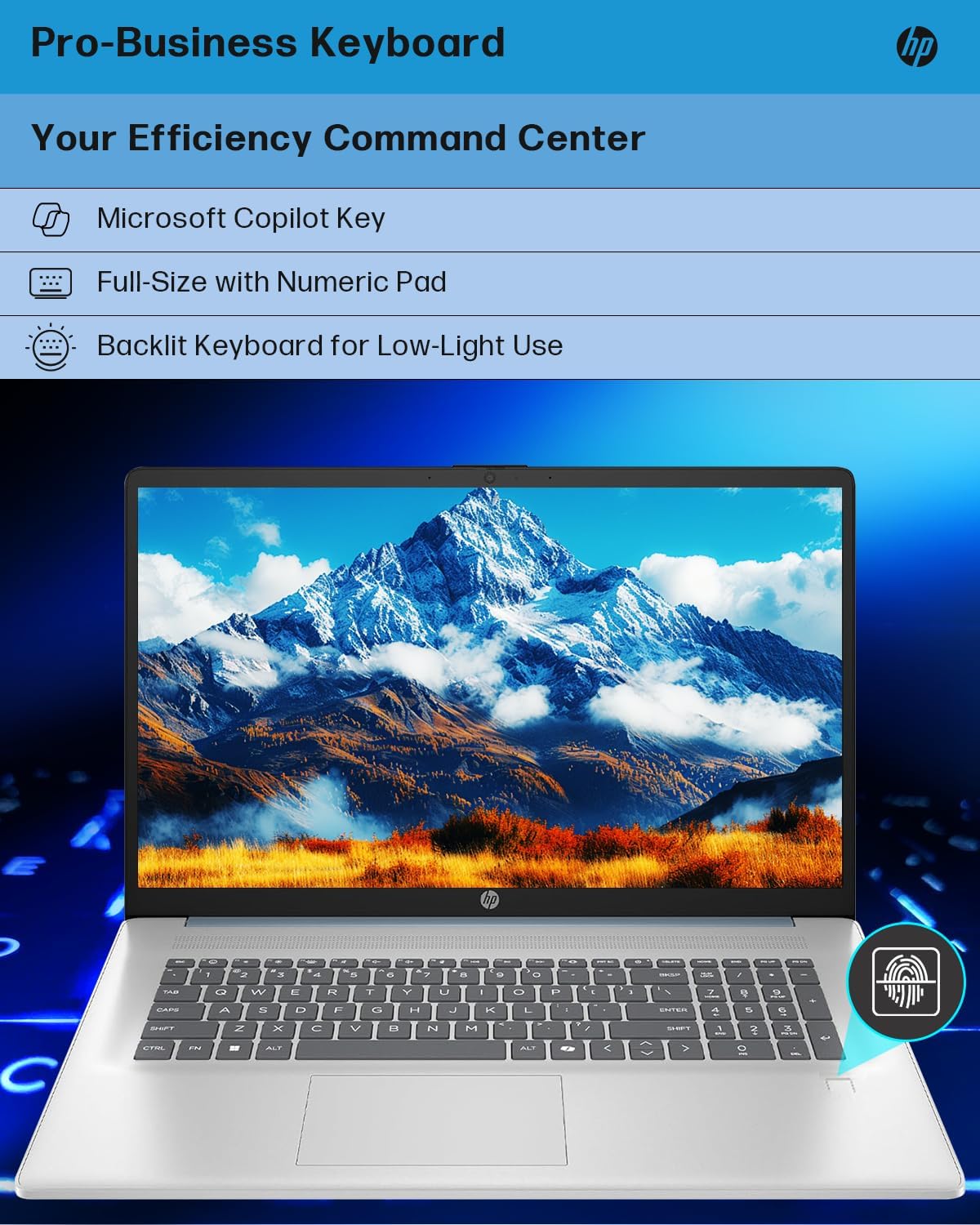 HP 17.3 Touchscreen Laptop for Business, Intel Ultra 7 255U Up to 5.2GHz, 16GB DDR5, 1TB SSD, Backlit KB, Fingerprint Reader, Wi-Fi 6, Windows 11 Pro, W/RECOLX AI Voice Recorder, REDRAGON Accessories